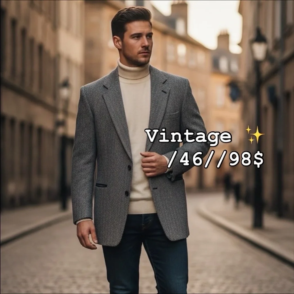 Vintage Harris Tweed Herringbone blazer Jacket Dark Academia / Preppy - Picture 2 of 9